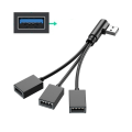 Pikkukuva 4 / 11: USB-jakaja Hub mobiilivirralle, autolle, tietokoneelle USB-uros - naaras latauskaapeli Datakaapelin jatkojohto sovitin null - Vasen taivutus