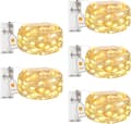 5-pak LED-lyskæder med batteri og timer, 2 m 20 LED Miniatur Sølvtråd Lyskæder