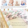 Miniatyrbild 3 av 5: Spjälsängsskydd - 3-flätat Babyskydd Orm Flätad Sammet Sängskydd Spjälsäng för Nyfödda Rumsinredning med, Bladgrön—1M..