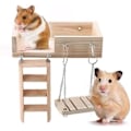 Miniatyrbillede 1 af 4: Træ Hamster Klatre Stige Gynge Platform Sæt til Små