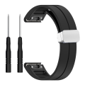 Miniatyrbild 8 av 11: Lämplig för Garmin Fenix7x klockarmband Fenix7 6 5 snabb frigöring magnetiskt fällbart spänne rem 20mm White-Silver Buckle