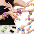 Miniatyrbillede 5 af 8: Magdans Håndled Ankel Mansjetter Armbånd Chiffon Guldmynt Mave Sort one size Black one size