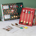Miniatyrbilde 2 av 8: 6/4/2ST Julklapp Glod Sked Gaffel Set Älg Kaffesked le J OneSize J OneSize