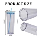 Miniatyrbillede 3 af 4: Dobbeltlags Plast Koldt Vandkop, Transparent Drikkekop, Halm Vandkop med Farvet Låg Sort