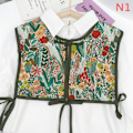 Miniatyrbillede 1 af 8: Kvinde Broderet Skulder Sjal Wrap Blomstermønstret Skjorte Krave N1 One Size N1 one size