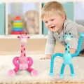 Miniatyrbild 5 av 5: Tecknad giraff Pop-Tube Teleskopisk sugkopp Sensorisk leksak Djur Sucker Toy Fidgets Sensorisk leksak Julklapp till barn Gul - 2