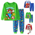 Miniatyrbillede 2 af 4: 2:a Barnpyjamas Super Mario Langærmet Trøje Sæt Nattøj B 120cm