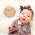 Miniatyrbild 2 av 5: Baby Milstolpe Kort Trä Månadskort Baby Födelse Tillkännagivande Kort Tryckta Milstolpe Cirkel Skiva Månader Skyltar Kort null - A