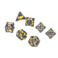 Miniatyrbillede 3 af 4: 7 stk. metal terninger sæt forskellige polyedriske former klare tal brætspil terninger
