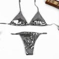 Pikkukuva 3 / 5: 2022 Micro String Guld Silver Uimapuvut Naiset Push-up Bikini Seksikäs Luksus Uimapuvut Nainen Brasilialainen Uimapuvut Bikinit Kulta L