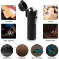 Miniatyrbillede 3 af 5: Utomhus camping lommelygte genopladelig dobbelt bue flamless lighter med lommelygte sort