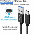 Pikkukuva 2 / 5: 2st USB C-kaapeli tyypin C pikalatauskaapeli Samsung Galaxy A12 / A32 / A42 / A52 / A72 Nylon Android-puhelimen laturi (1m, musta)