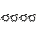 Miniatyrbillede 3 af 4: 4 stk. 1,5 m guitar patch-kabel 6,35 mm lige til højre vinkel instrumentkabel sort 150X0.65X0.65CM