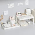 Miniatyrbilde 3 av 7: Multifunksjonelle hyller Dobbeltlags oppbevaringshylle Desktop Cosm white onesize white onesize