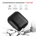 Miniatyrbild 2 av 7: Lämplig för Airpods2 Läder PU-hörlursskal Bluetooth hörlurar Förvaringsbox AirPods Case Läder (2-pack, svart, brunt)