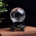 Miniatyrbillede 3 af 5: Sort rund hul krystalkugle base Klassisk udskæringsstil Re L