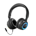 Miniatyrbilde 1 av 5: Vikbare LED-lys Trådløse Bluetooth Dinosaur-hodetelefoner med mikrofon og 3,5 mm Jack-Black black