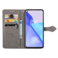 Miniatyrbilde 3 av 5: Etui for OnePlus 9 Deksel Lær Lommebokdeksel Preget Mandala Magnetisk Klaff Beskyttelse Støtsikker - Grå