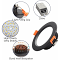 Miniatyrbillede 4 af 5: 6-pak sort forsænket LED spotlight ekstra flad IP44 kold hvid 6000k badeværelse køkken soveværelse stue