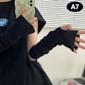 Miniatyrbillede 1 af 5: Lange Fingerløse Handsker Dame Casual Vante Vinter Arm Varmer Kn A7