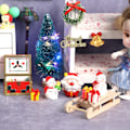 Miniatyrbillede 2 af 5: 1/12 Dukkehus Jul Scene Model Slæde Juleæske Sæt Dockhus Miniature Dele Null - Juleæske