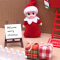 Miniatyrbillede 2 af 5: Juledukkehus Rød Grøn Regnbue Dør Juledekoration Elf