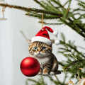 Miniatyrbild 7 av 7: Jul e tecknad katt prydnader julgran hängande dekoration 10 onesize 10 onesize