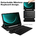 Miniatyrbild 4 av 5: Samsung Galaxy Tab S9 FE Plus Fodral, med Bluetooth-tangentbord och roterande stativ Black