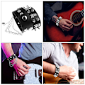 Pikkukuva 5 / 5: Pack Rocker Fancy Dress -asusteet 70-luvun 80-luvun 90-luvun asukokonaisuus, musta peruukki