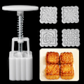 Miniatyrbillede 3 af 5: 5 stk frimærker 50 g firkantet blommåne formstøbeform Mooncake Hånd DIY Værktøj