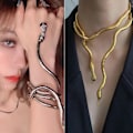 Miniatyrbilde 4 av 5: Punk Snake Halskjede Choker Justerbart Snake Armbånd Fleksibel W Guld en one size