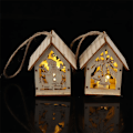 Miniatyrbillede 5 af 7: God Jul LED-lys Træhus Lysende Hytte Juleklokke one size Bell one size