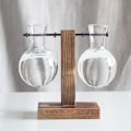 Miniatyrbillede 1 af 5: Hydroponiske plantevaser Vintage blomsterpotte Transparent vase Træramme Glas Retro C