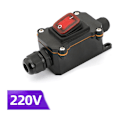 Miniatyrbillede 1 af 4: Vandtæt IP65 vippekontakt ON/OFF, DPST 4 terminaler, 220V AC med rød LED, dobbelt linje ind/ud