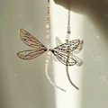 Miniatyrbillede 2 af 8: Smuk krystal libellle til solfanger regnbue maker vedhæng med kæde solfanger hængende ornament til bryllupspar null - 1