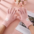 Miniatyrbilde 4 av 5: 1 par Kvinner Herr Varme Vinter Touch Hansker Stretchstickade Vantar Rose Red B