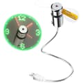 USB LED-Klockfläkt med Realtidsindikator, USB-KLOCKFLÄKT, Silverfärg