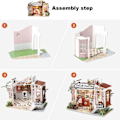 Miniatyrbild 5 av 11: DIY-hus med möbler Barn Vuxna Dockhus Miniatyrdockor Träbyggsatser Montera Leksak Festival Födelsedagspresenter null - C