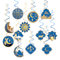Pikkukuva 1 / 5: 12 kpl Eid Mubarak riippuva pyörre Ramadan Mubarak koristeet Onnellinen Eid kiitos