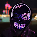 Pikkukuva 4 / 5: Led-mask, festmask, maskeradmask, neonmask, ljus, lyser i mörkret, skräckmask, glödande mask, mask med blandad färg, gul