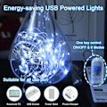 Miniatyrbillede 3 af 5: USB Fe-lys - 5M/16 Ft Plug-in Jule Fe-lyskæde