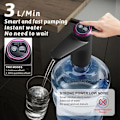 Miniatyrbillede 4 af 5: Elektrisk vanddispenser med dobbeltfunktion og standerbase, automatisk drikkevandsflaskepumpe med USB, universal til camping, kontor, hjem (sort)