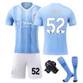 Miniatyrbild 1 av 2: Manchester City Hemmafotbollströja Barn & Vuxen 23-24 Jersey Nummer 52 Oscar Bobb Add Socks and Pad #L