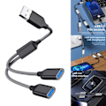 Miniatyrbild 2 av 11: USB-delarekabel USB-hub Strömförlängningsadapterkabel 28 cm/11,02 tum Svart