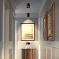 Miniatyrbillede 2 af 5: Justerbar loftslampe, stueloftslampe, 15W LED sort drejelig 3000K varm hvid, Ø90MM [Energiklasse A+], (sort), ladacèe