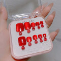 Miniatyrbilde 1 av 8: 10 stk/kartong Cat Eye Toe Falske negler Korte firkantede Press on negler for Røde onesize Red onesize
