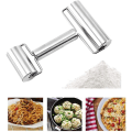 Miniatyrbillede 3 af 5: Rustfrit stål kagerulle The Dough Roller Tool Dobbelt kagerulle Non-stick kagerulle Bageri kagerulle Non-stick metal kagerulle