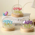 Miniatyrbillede 4 af 5: DIY Tulipan Blomst Natlampe - 20 LED Simulerede Blomster, Bordlampe til Skrivebord & Soveværelsesdekoration