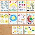 Pikkukuva 3 / 11: Auringonkukka Mehiläinen Perhonen Stencilit Malli Kevät Teema Maalaus Stencilit Lehti Piirustus Malli Uudelleenkäytettävä Maalaus Ste