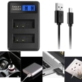 Miniatyrbillede 2 af 5: LP-E17 Dobbeltkanals LCD USB-oplader til Canon Eos 750D, Eos 760D, Eos M3 kamera og mere (LP-E17-DL)